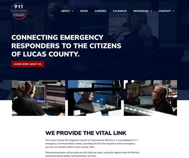 Lucas County 9-1-1 website screenshot