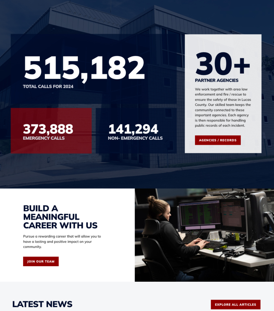 Lucas County 9-1-1 website screenshot