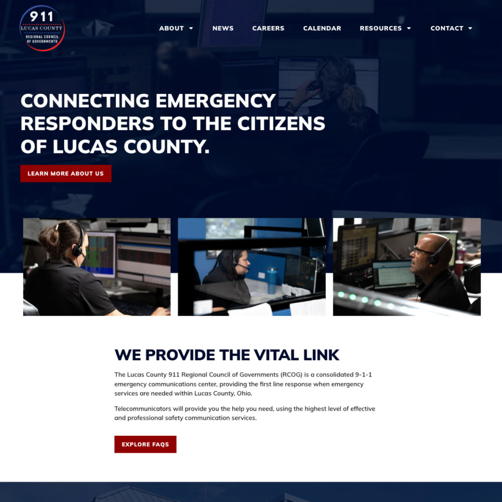 Lucas County 9-1-1 website screenshot