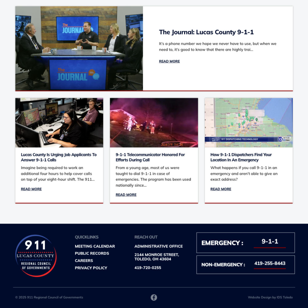 Lucas County 9-1-1 website screenshot