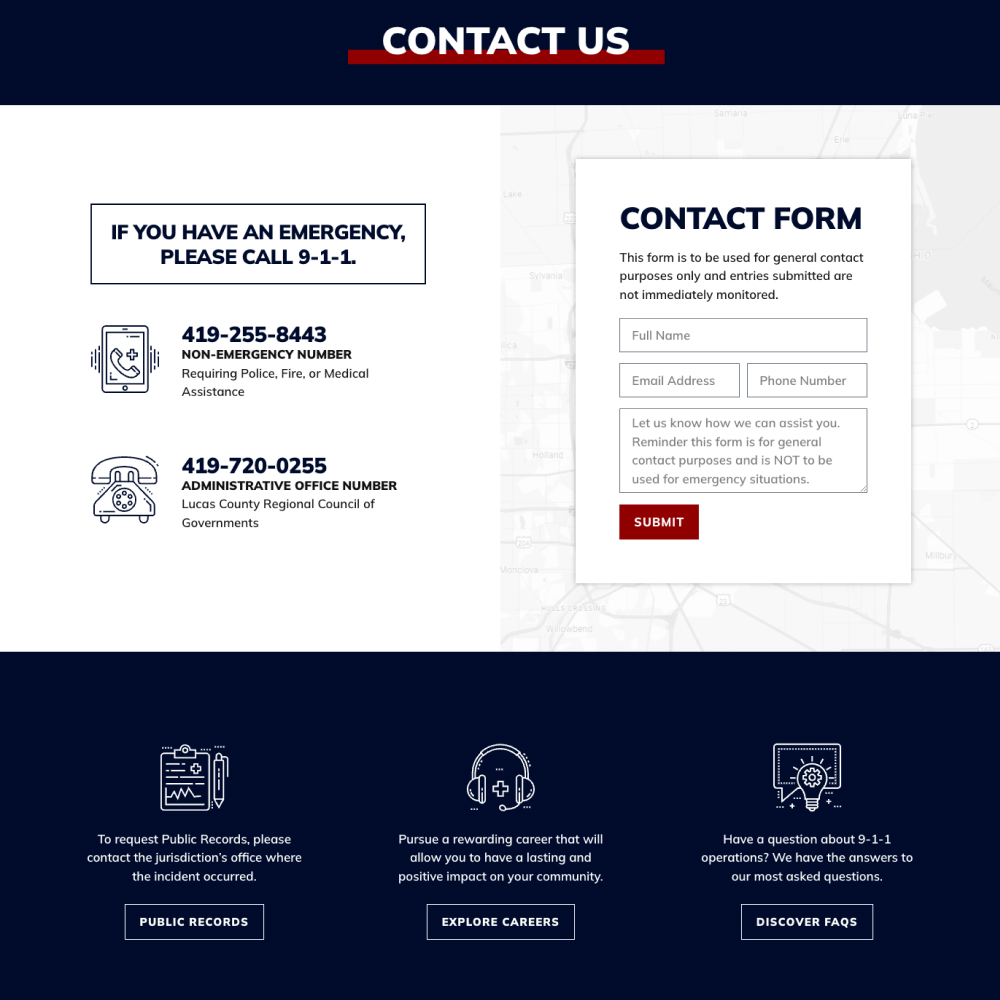 Lucas County 9-1-1 website screenshot