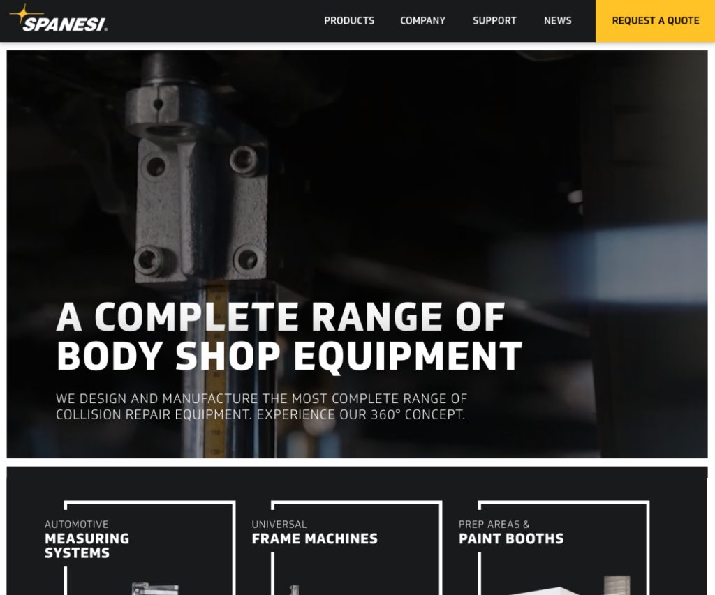 Spanesi website homepage